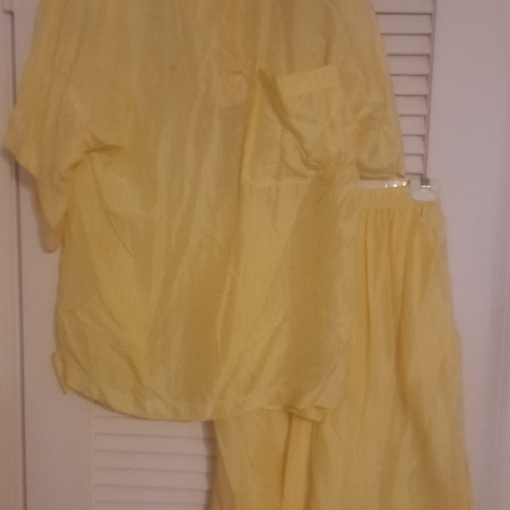 Saks Fifth Avenue Yellow Silk Top & Skirt